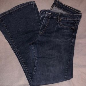 Common genes dark wash bootcut jeans